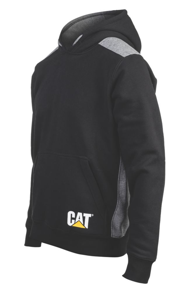 Image of CAT Logo Panel Hooded Sweatshirt Black Large 42-45" Chest 