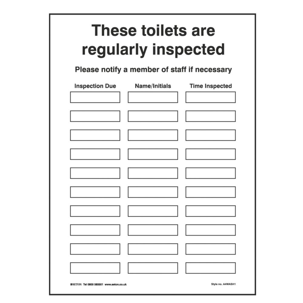 Image of "These Toilets are Regularly Inspected" Sign 297mm x 210mm 