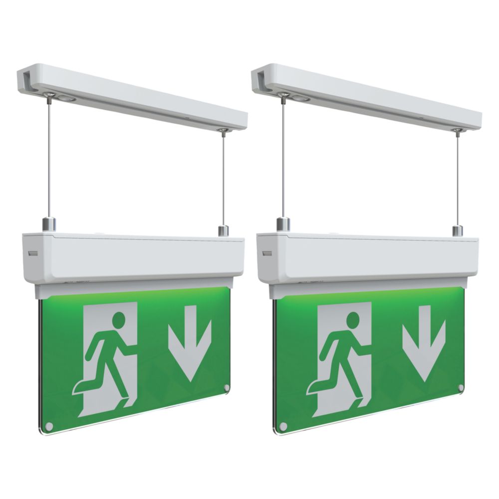 Image of 4lite Maintained Emergency LED Suspended Exit Sign with Up, Down, Left & Right Arrow 2W 173lm 2 Pack 