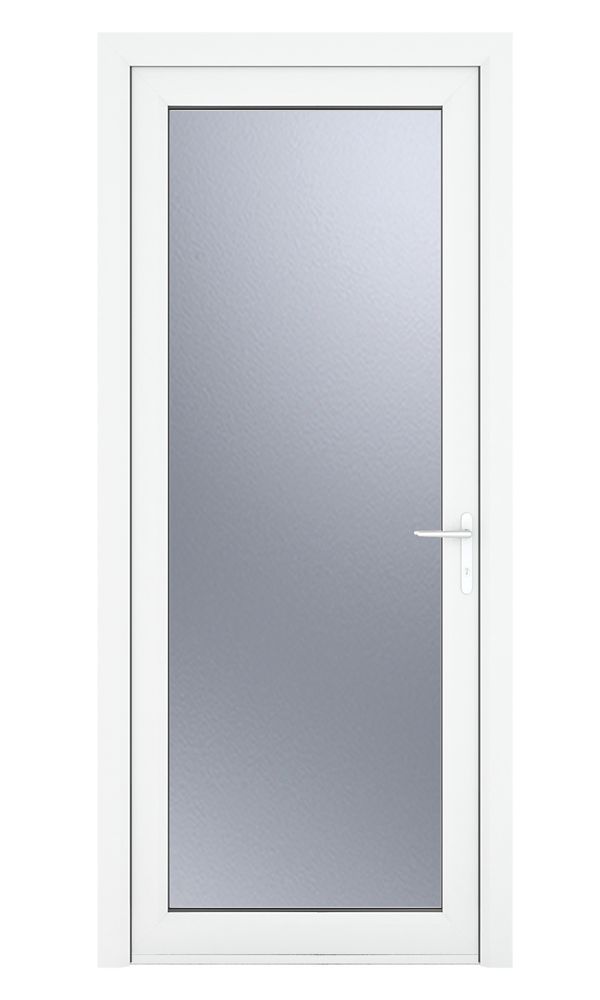 Image of Crystal Fully Glazed 1-Obscure Light Left-Hand Opening White uPVC Back Door 2090mm x 890mm 