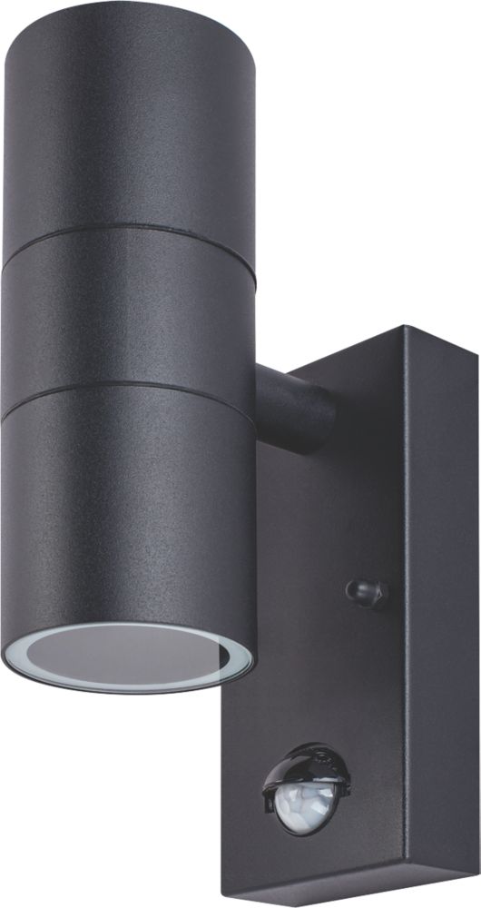 Image of Luceco Azurar Outdoor Up / Down Wall Light With PIR Sensor Black 