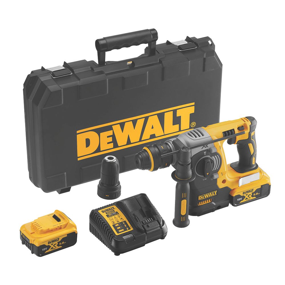 Image of DeWalt DCH274P2-GB 3.3kg 18V 2 x 5.0Ah Li-Ion XR Brushless Cordless SDS-Plus Hammer Drill 