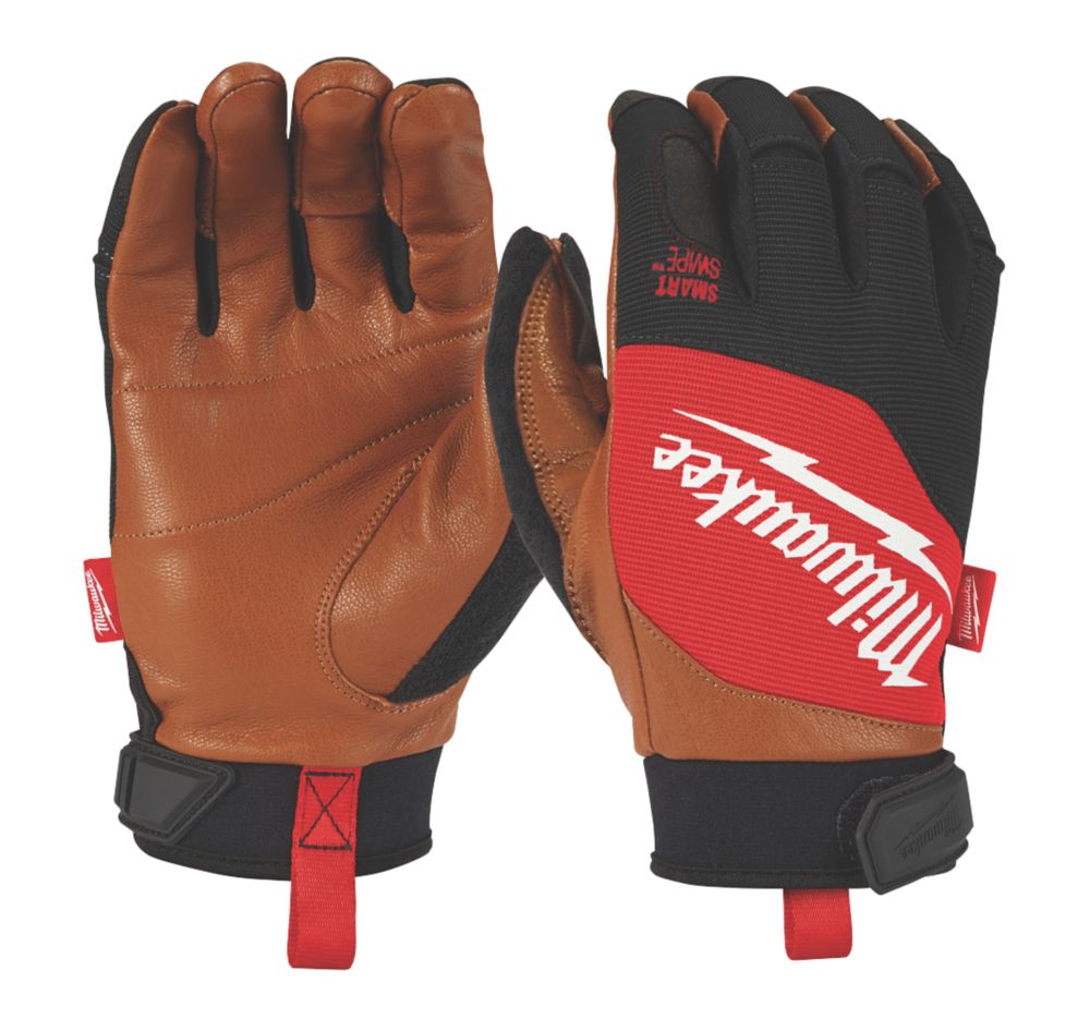 Image of Milwaukee Hybrid Leather Gloves Black / Brown Medium 