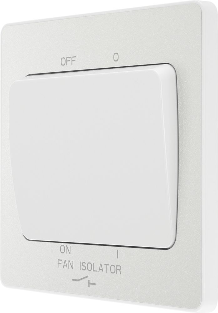 Image of British General Evolve 10A 1-Gang 3-Pole Fan Isolator Switch Pearlescent White with White Inserts 