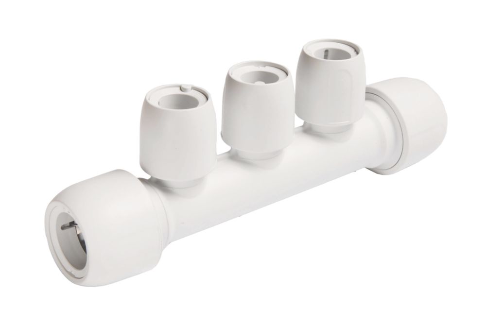 Image of Hep2O Plastic Push-Fit Reducing 3 Port Manifold 22mm x 15mm 
