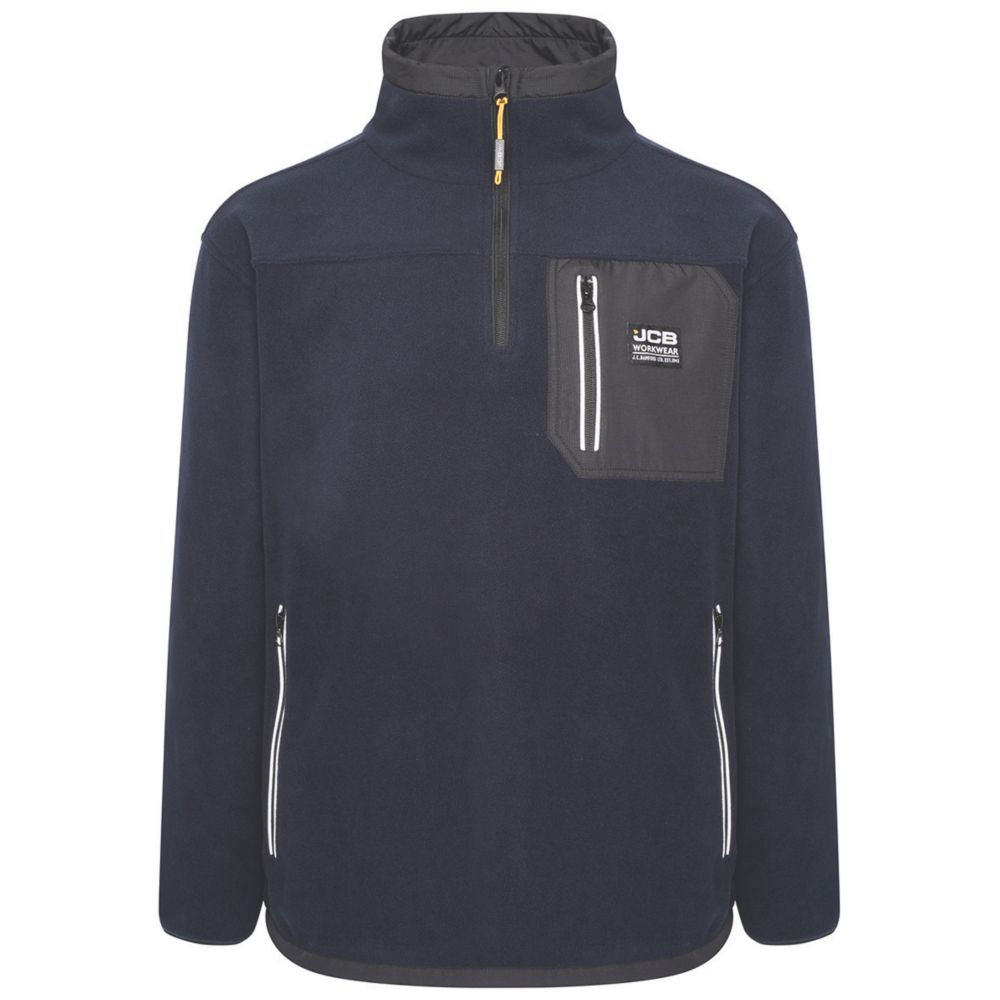 Image of JCB Trade 1/4 Zip Tech Fleece Navy X Large 46-48" Chest 