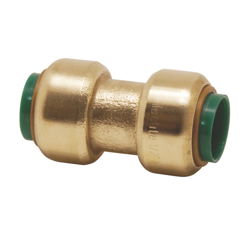 Image of Tectite Classic T1 Brass Push-Fit Equal Straight Coupling 1/2" 