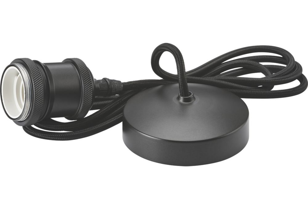 Image of Knightsbridge 1.8m Vintage Long Pendant Light Fitting ES Smoked Bronze 3 1/2" 