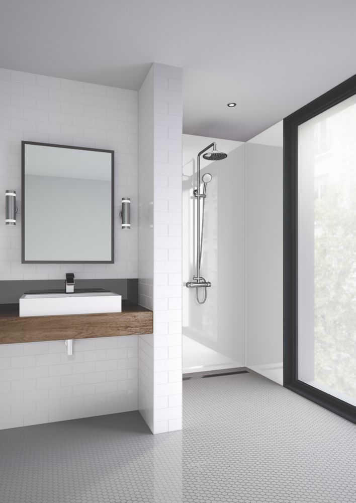 Image of Splashwall Bathroom Splashback Gloss White 1200mm x 2400mm x 11mm 