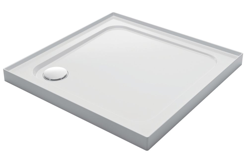 Image of Mira Flight Low Corner Waste Square Shower Tray with 4 Upstands White 760mm x 760mm x 40mm 