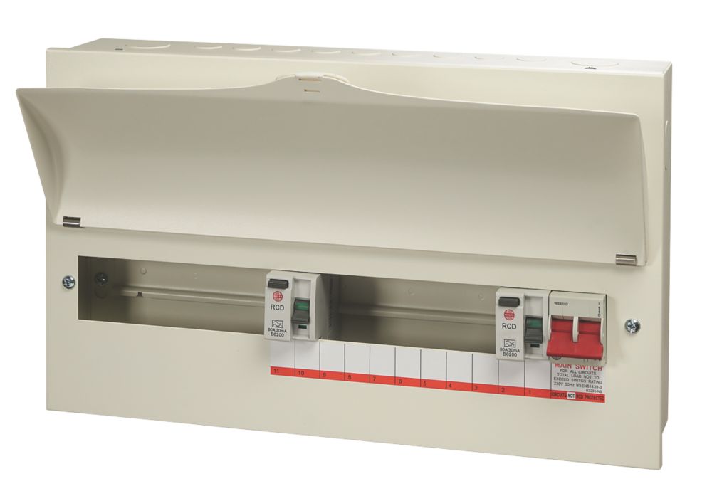 Image of Wylex 21-Module 15-Way Part-Populated Dual RCD Consumer Unit 