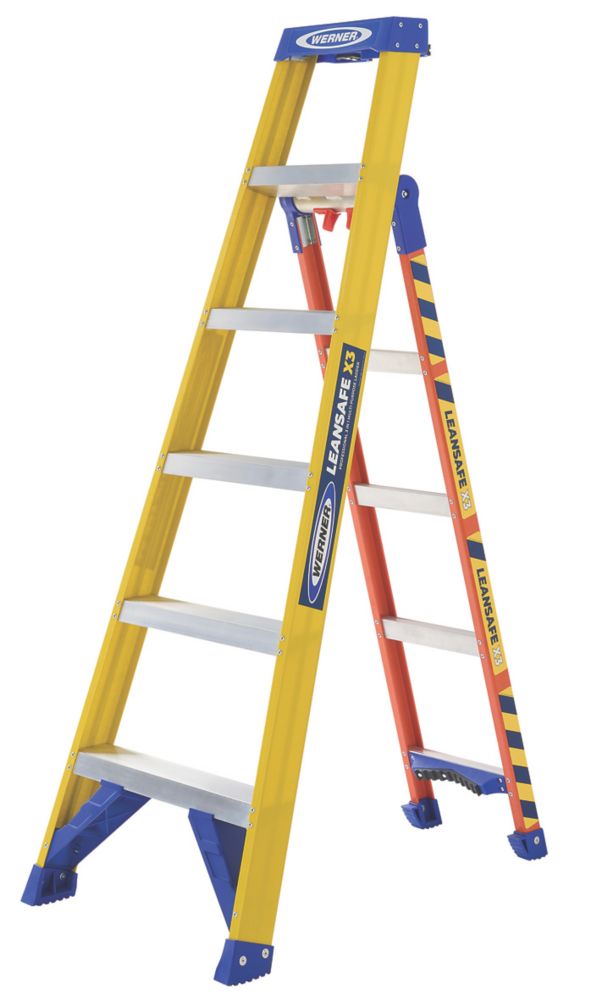 Image of Werner LEANSAFE X3 2-Section 3-Way Fibreglass & Aluminium Combination Ladder 2.9m 