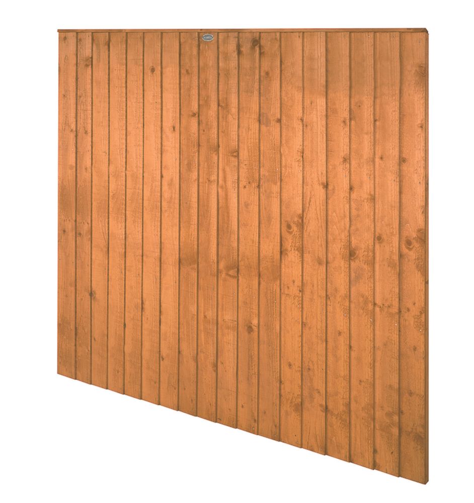 Image of Forest Vertical Board Closeboard Garden Fencing Panel Golden Brown 6' x 5' 6" Pack of 4 
