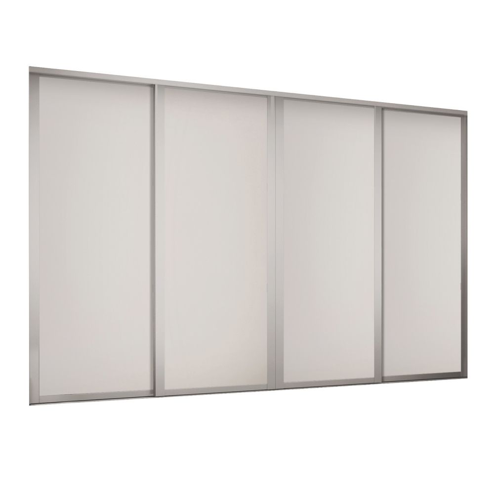 Image of Spacepro Shaker 4-Door Sliding Wardrobe Door Kit Cashmere Frame Cashmere Panel 2898mm x 2260mm 