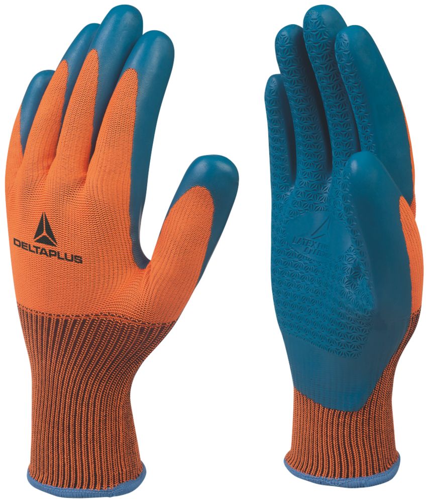 Image of Delta Plus VE733 Supreme Grip General Handling Gloves Orange / Blue Large 