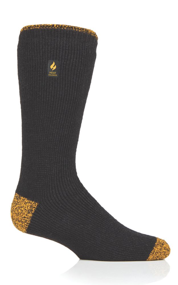 Image of SockShop Heat Holders Reinforced Socks Black / Yellow Size 6-11 