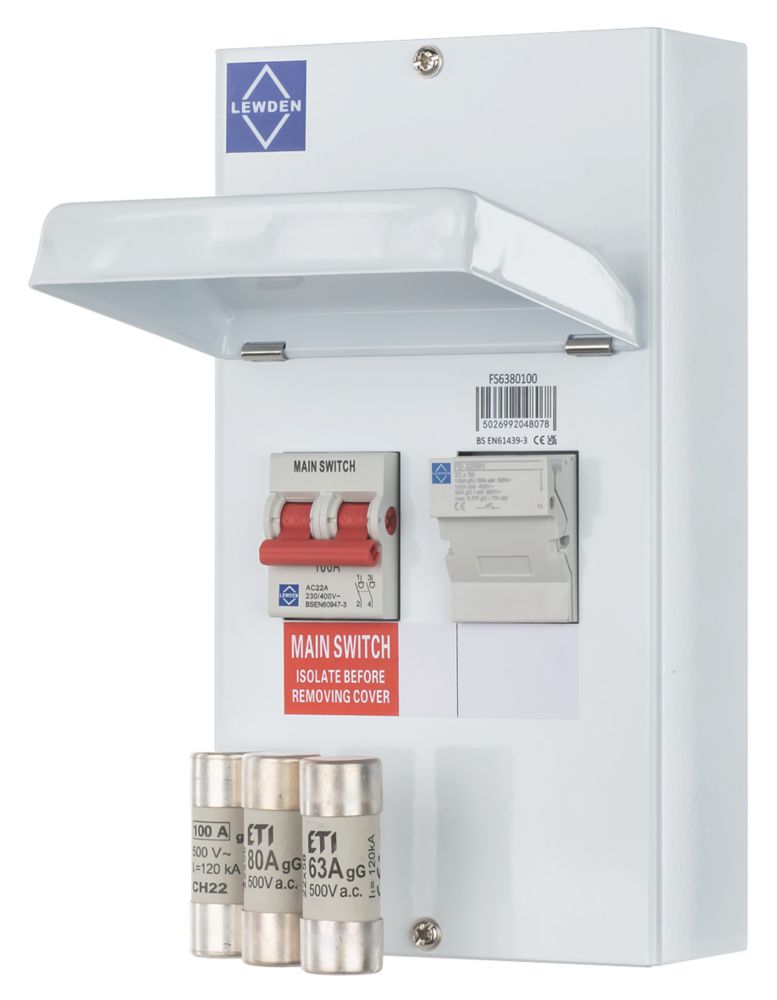 Image of Lewden 100A 1+N 100A Metal Fused Switch 