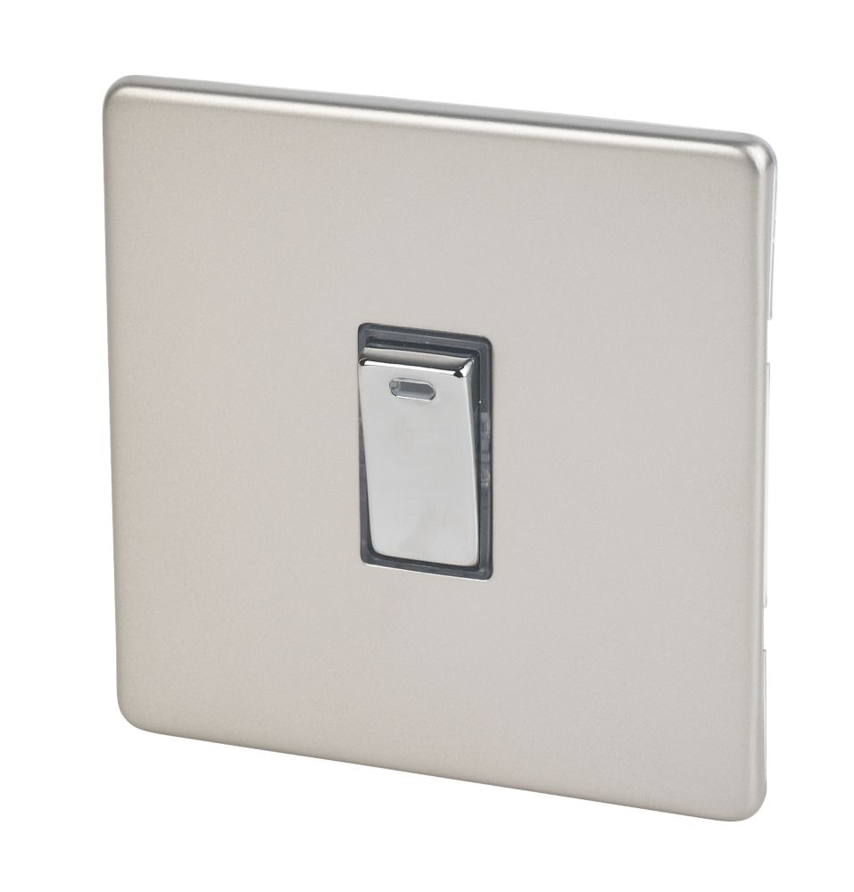 Image of Varilight 20AX 1-Gang DP Control Switch Satin Chrome with Neon with Black Inserts 