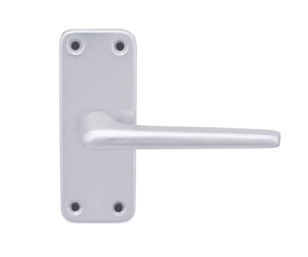 Image of Smith & Locke 2000 Series Fire Rated Latch Latch Door Handle Set Pair Satin Aluminium 