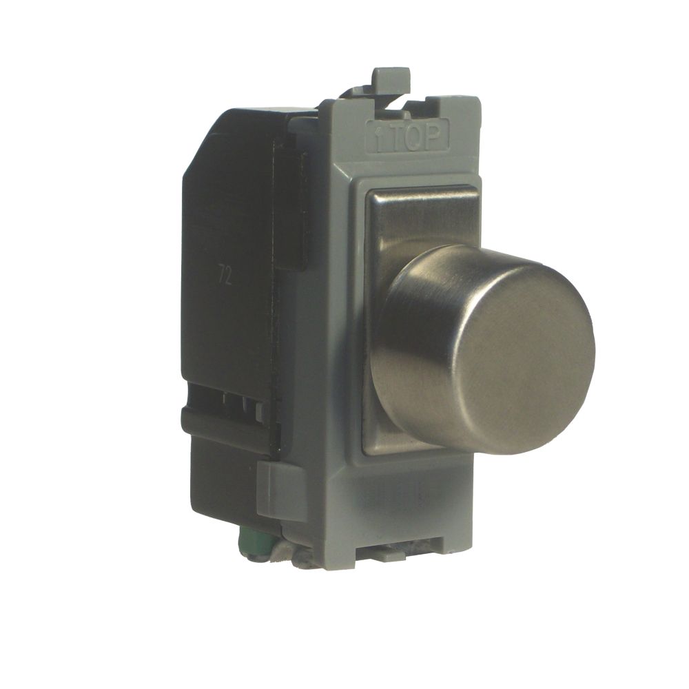 Image of Varilight V-Dim 2-Way Grid Dimmer Switch Brushed Steel with Colour-Matched Inserts 