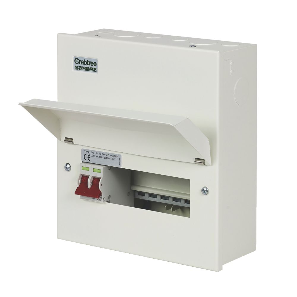 Image of Crabtree Starbreaker 9-Module 7-Way Part-Populated Main Switch Consumer Unit 