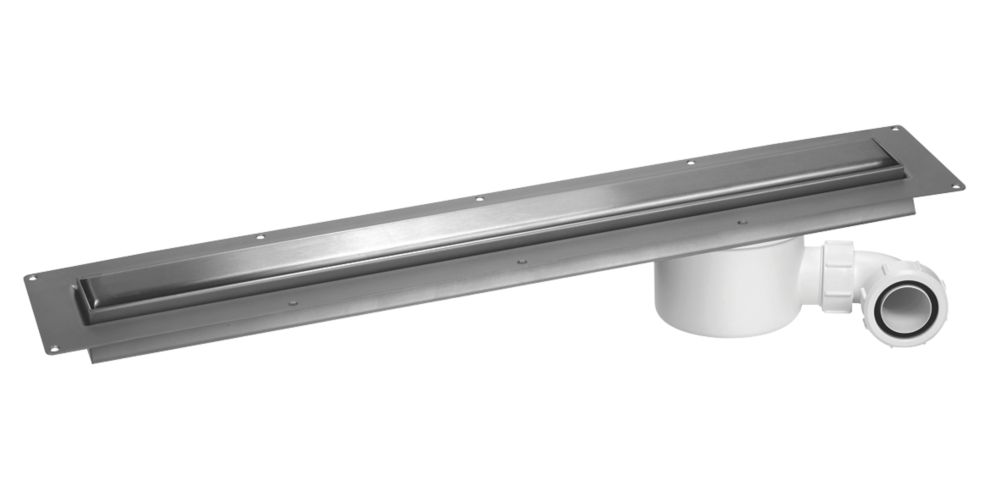 Image of McAlpine CD800-O-B Slimline Channel Drain Brushed Stainless Steel 810mm x 88mm 