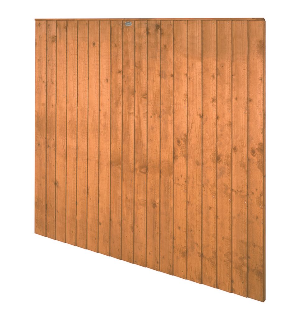 Image of Forest Vertical Board Closeboard Garden Fencing Panel Golden Brown 6' x 5' 6" Pack of 5 