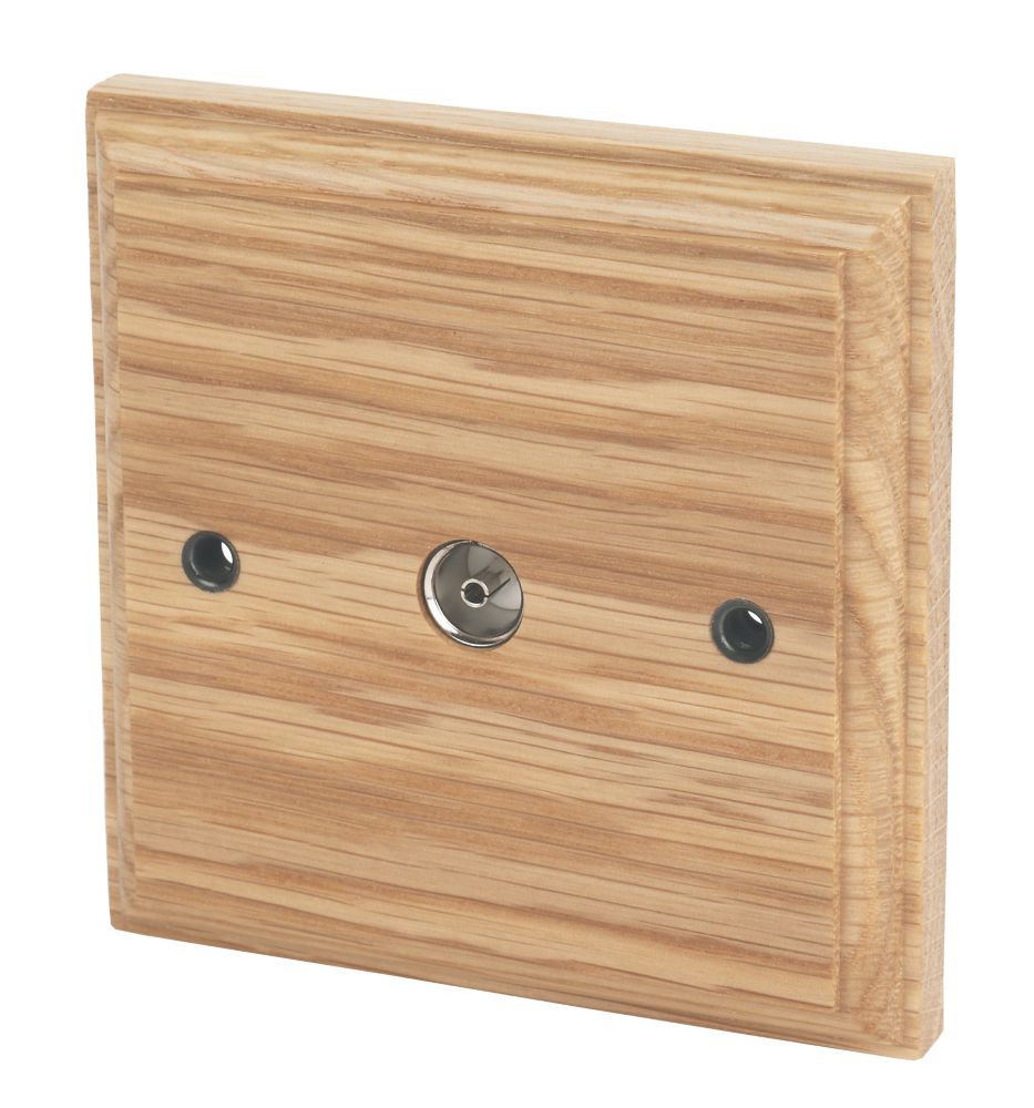 Image of Varilight 1-Gang Coaxial TV Socket Classic Oak 