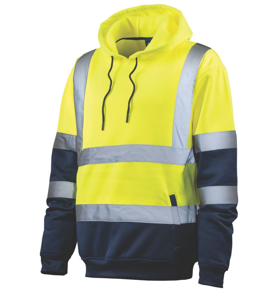 Image of Tough Grit High Visibility Hoodie Yellow / Navy Large 50" Chest 