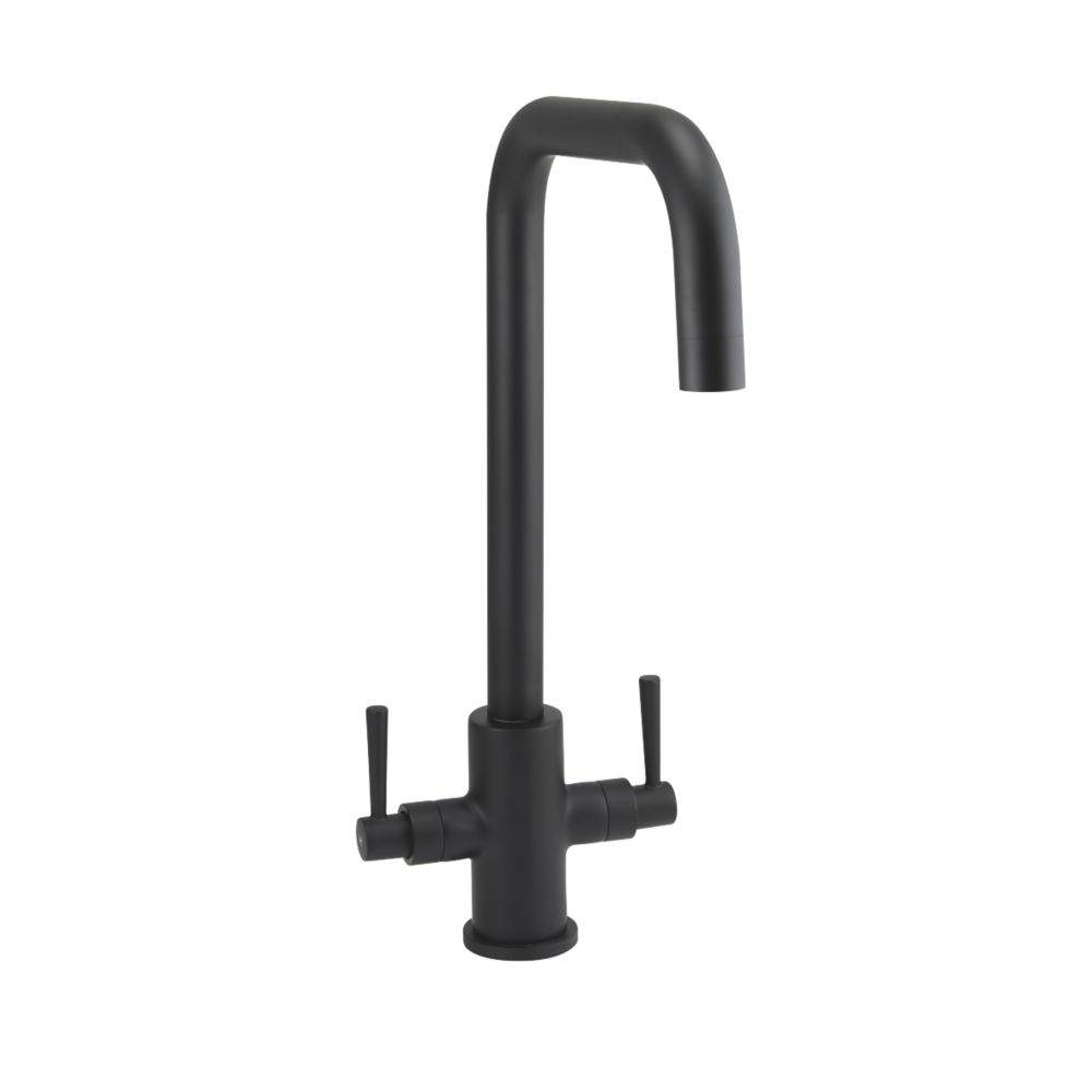 Image of Highlife Bathrooms Don Twin Lever Sink Mixer Matt Black 