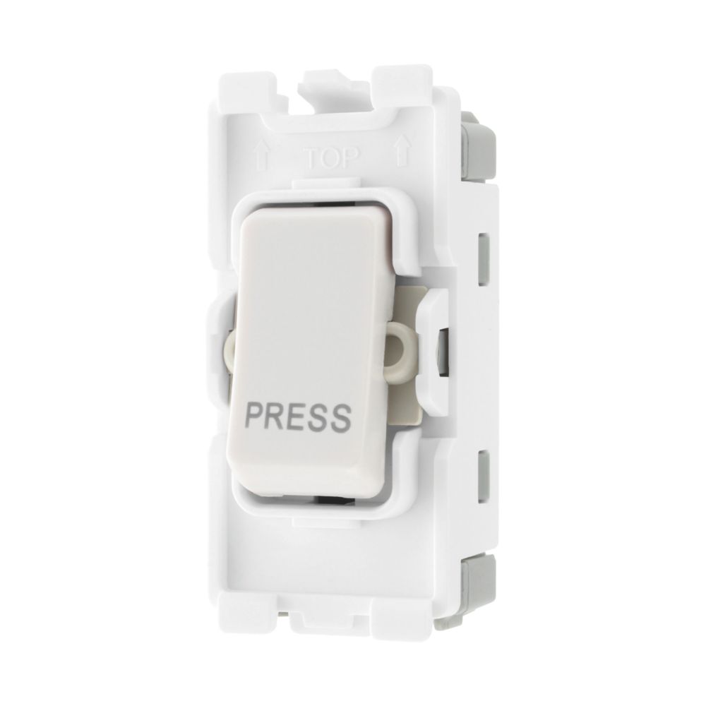 Image of British General Nexus Grid 20A 2-Way Grid Retractive Switch Module 'Press' White 
