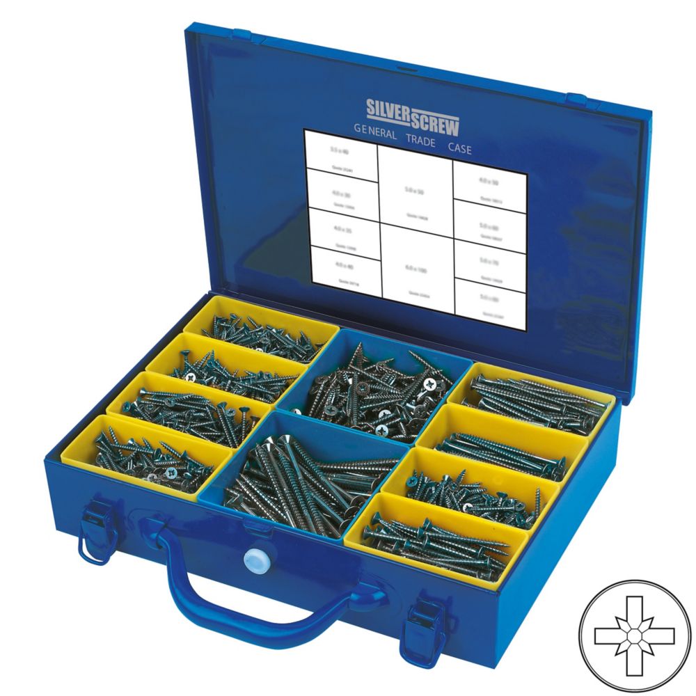 Image of Silverscrew PZ Double-Countersunk Woodscrews General Trade Case 1400 Pcs 