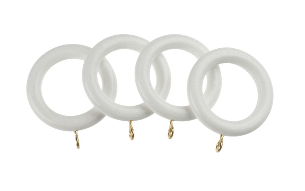 Image of Universal Wooden 28mm Curtain Rings White 4 Pack 