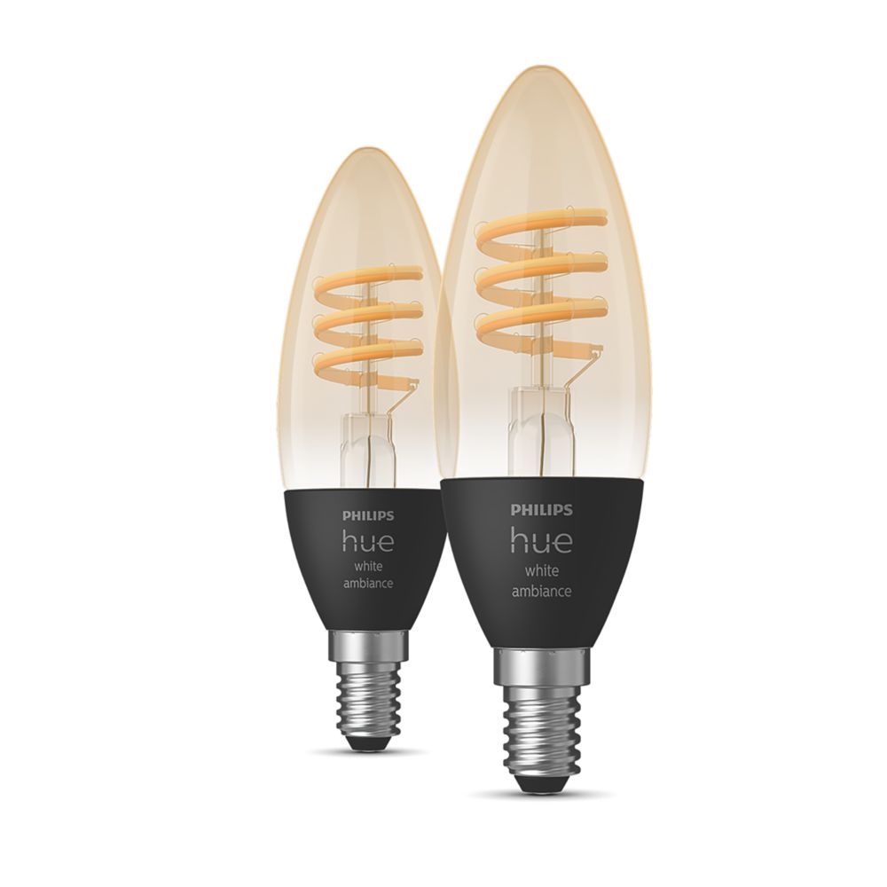 Image of Philips Hue E14 Tunable White Smart 2-Pack SES Candle LED Smart Light Bulb 4.6W 350lm 2 Pack 