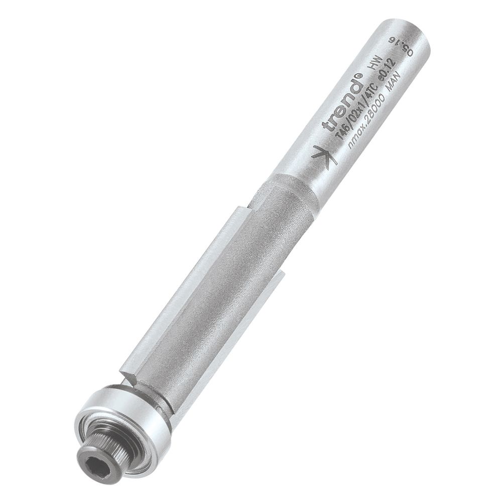 Image of Trend T46/02X1/4TC 1/4" Shank Double-Flute Straight Guided 90Â° Trimmer Cutter 9.5mm x 25mm 
