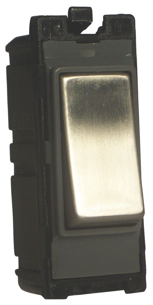 Image of Varilight PowerGrid 10AX 2-Way Grid Light Switch Brushed Steel with Black Inserts 