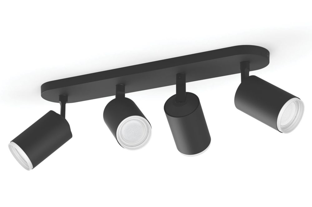 Image of Philips Hue Fugato LED Quadruple Spotlight Black 6W 1400lm 