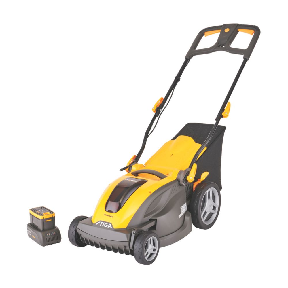 Image of Stiga Combi 340e Kit 48V 1 x 4Ah Li-Ion E-Power Brushless Cordless 38cm Hand-Propelled Rotary Lawn Mower 
