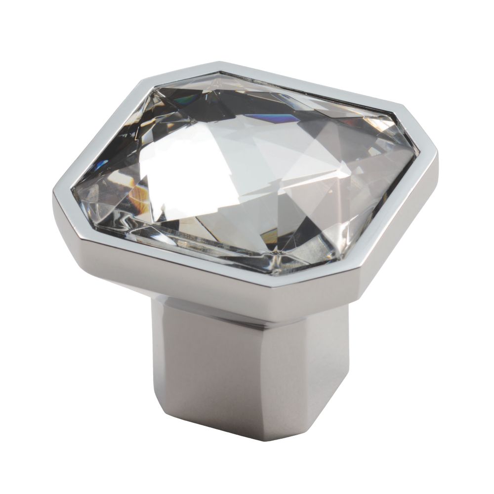 Image of Carlisle Brass Crystal Square Furniture Knob Polished Chrome 38mm 