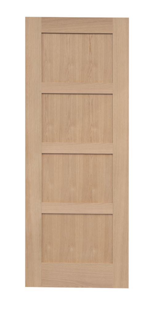 Image of Unfinished Oak Wooden 4-Panel Shaker Internal Door 1981mm x 686mm 