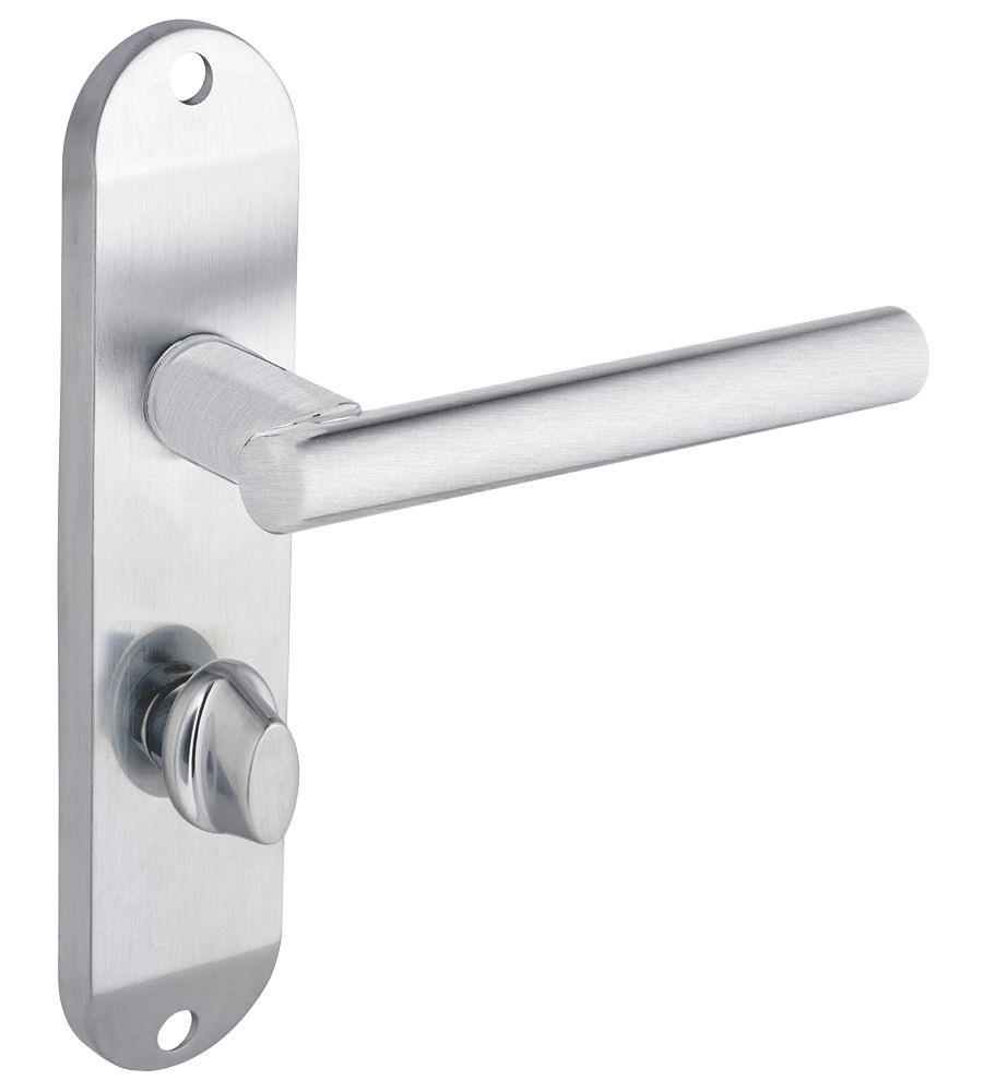 Image of Smith & Locke Asker Fire Rated WC Lever Door Handles Pair Satin Chrome 