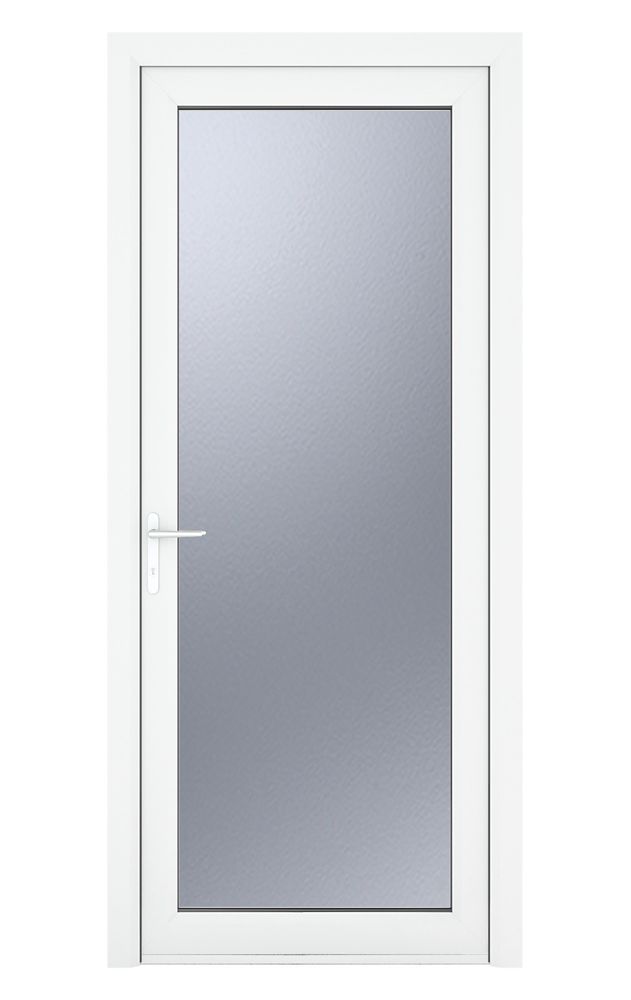 Image of Crystal Fully Glazed 1-Obscure Light Right-Hand Opening White uPVC Back Door 2090mm x 890mm 