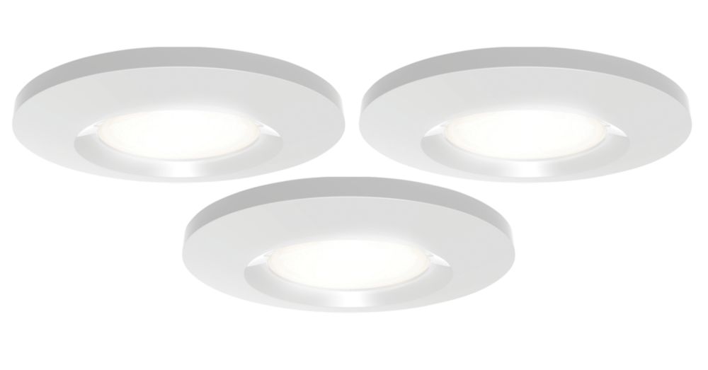 Image of 4lite IP65 FRD 3000K Fixed Fire Rated LED Downlight White 8.5W 653lm 3 Pack 