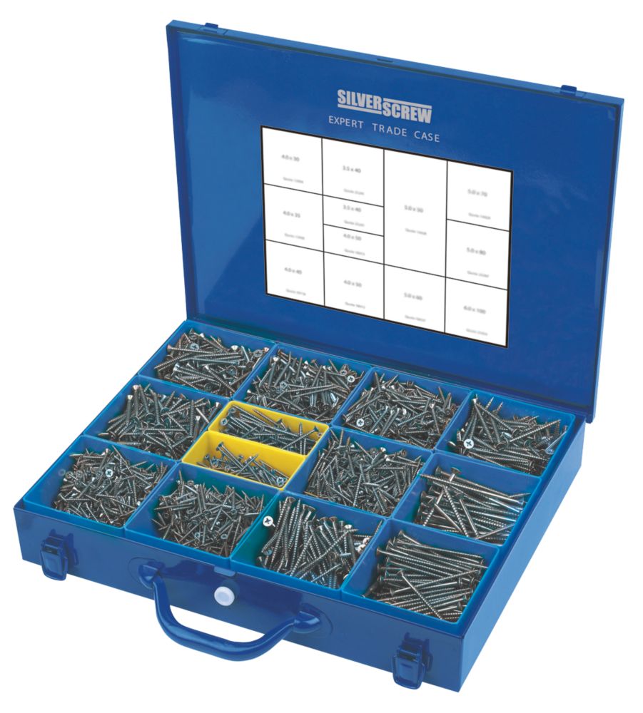 Image of Silverscrew PZ Double-Countersunk Woodscrews Expert Trade Case 2800 Pcs 