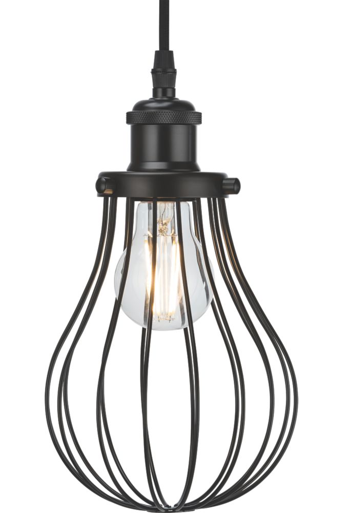 Image of Knightsbridge Matt Black Steel Balloon-Shaped Pendant Cage 