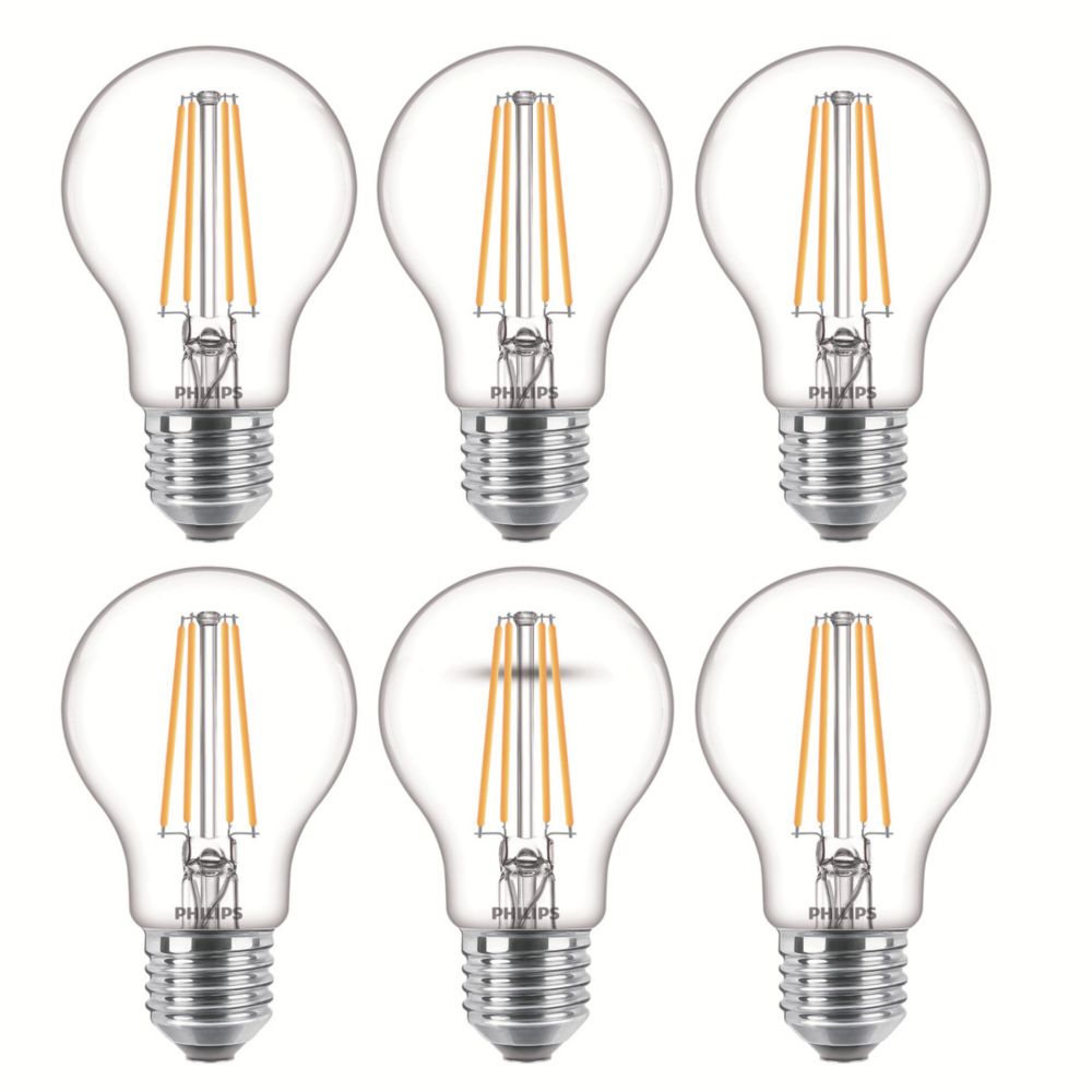 Image of Philips ES E27 LED Light Bulb 806lm 7W 6 Pack 