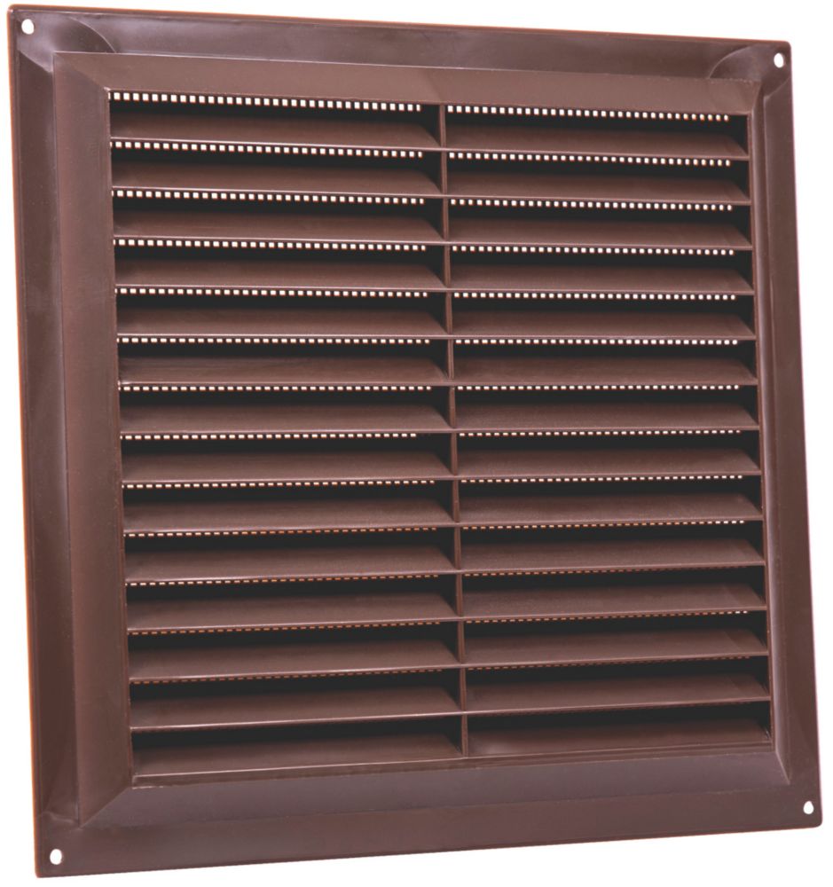 Image of Map Vent Fixed Louvre Vent with Flyscreen Brown 229mm x 229mm 
