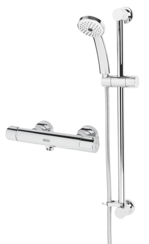 Image of Bristan Arcus Cool Touch Rear-Fed Exposed Chrome Thermostatic Bar Mixer Shower with Adjustable Riser 