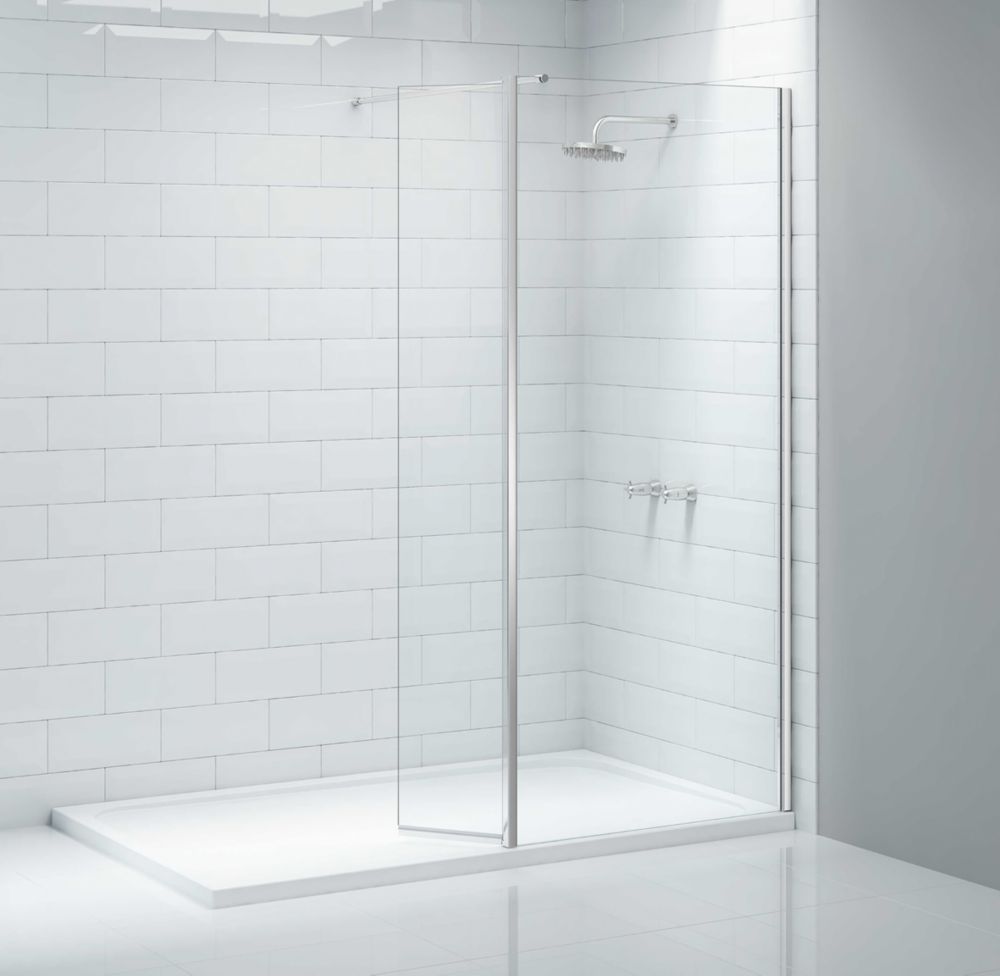 Image of Triton Neo Frameless Showerwall & Swivel Panel Chrome 1200mm x 2015mm 