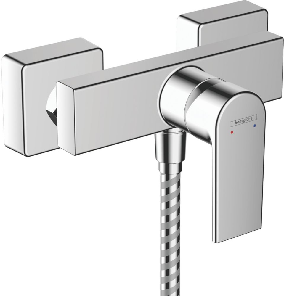 Image of Hansgrohe Vernis Shape Exposed Dual Flow Shower Mixer Valve Fixed Chrome 